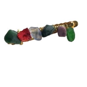 Handmade Sea Glass Barrette Hair Clip Green & Red Beach Glass